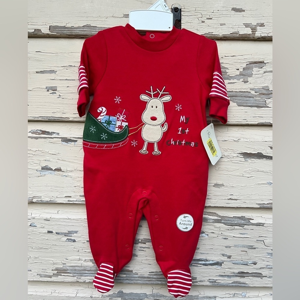 Y2K Starting Out Christmas Starting Out Holiday Onesie Footie PJs One Piece NB